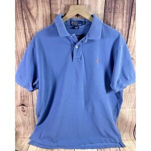 Polo Ralph Lauren Polo Shirt Men Short Sleeve BLUE XL XLARGE‎ Orange Pony